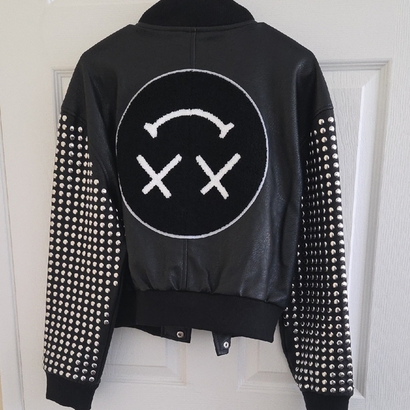 Black Studded Leather Jacket - Picture 4 of 6